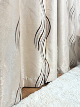 Draperie Blackout crem cu linii delicate maro Perdele de Poveste